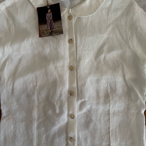 Son De Flor Linen Shirt with Peter Pan Collar - Picture 4 of 4